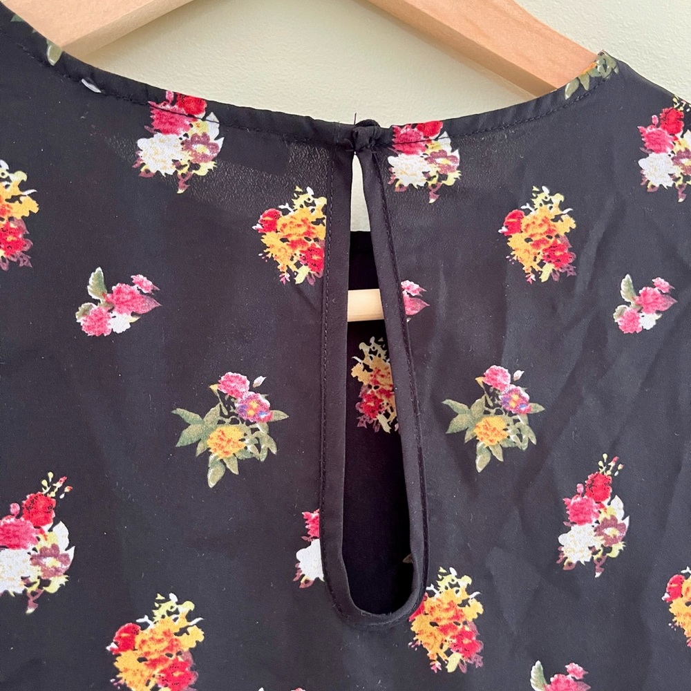 NA-KD Black Flounced Floral Chiffon Dress Size 34 (S) BohoStyle RomanticFemme - Picture 5 of 8